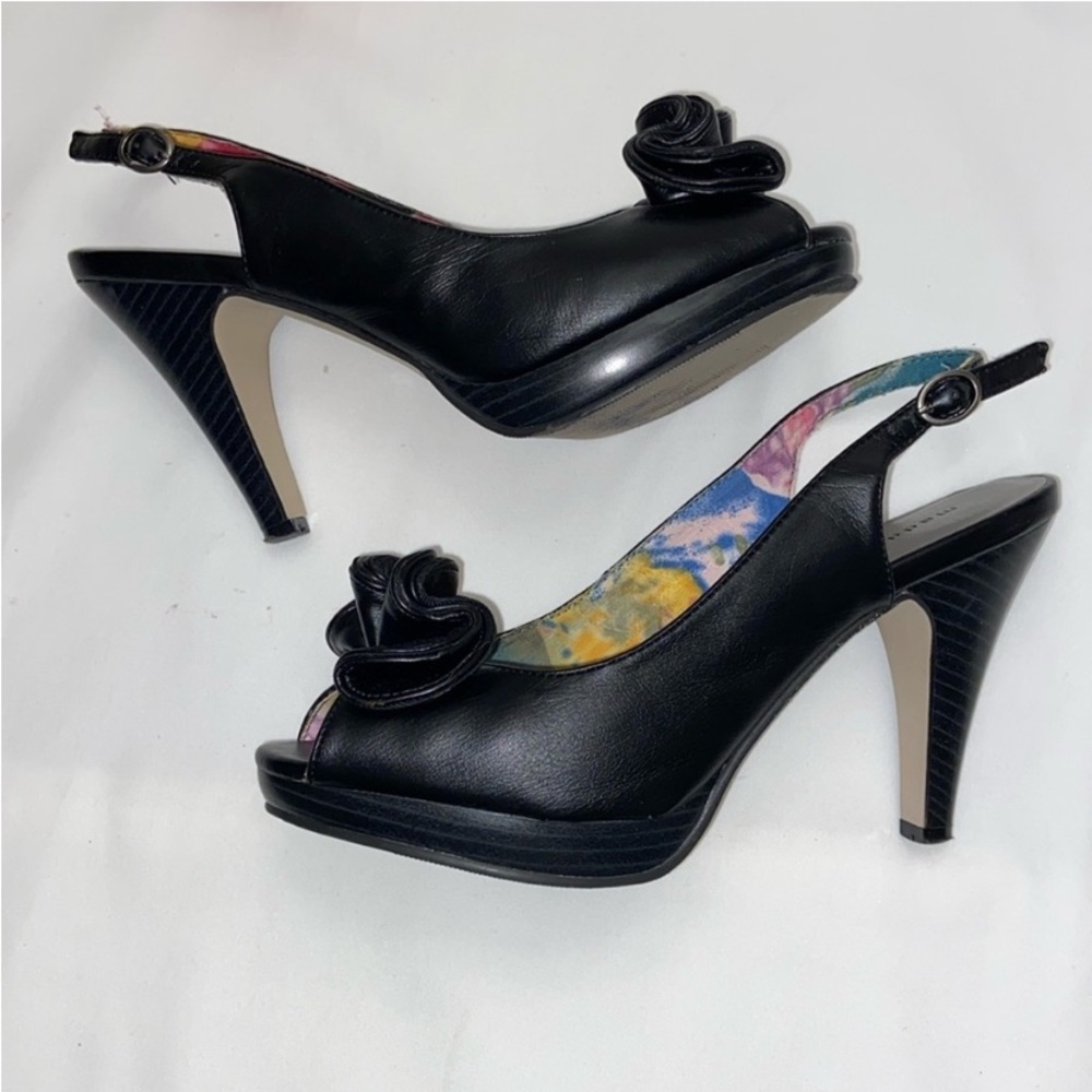 Madden Girl black peep toe sling back pump